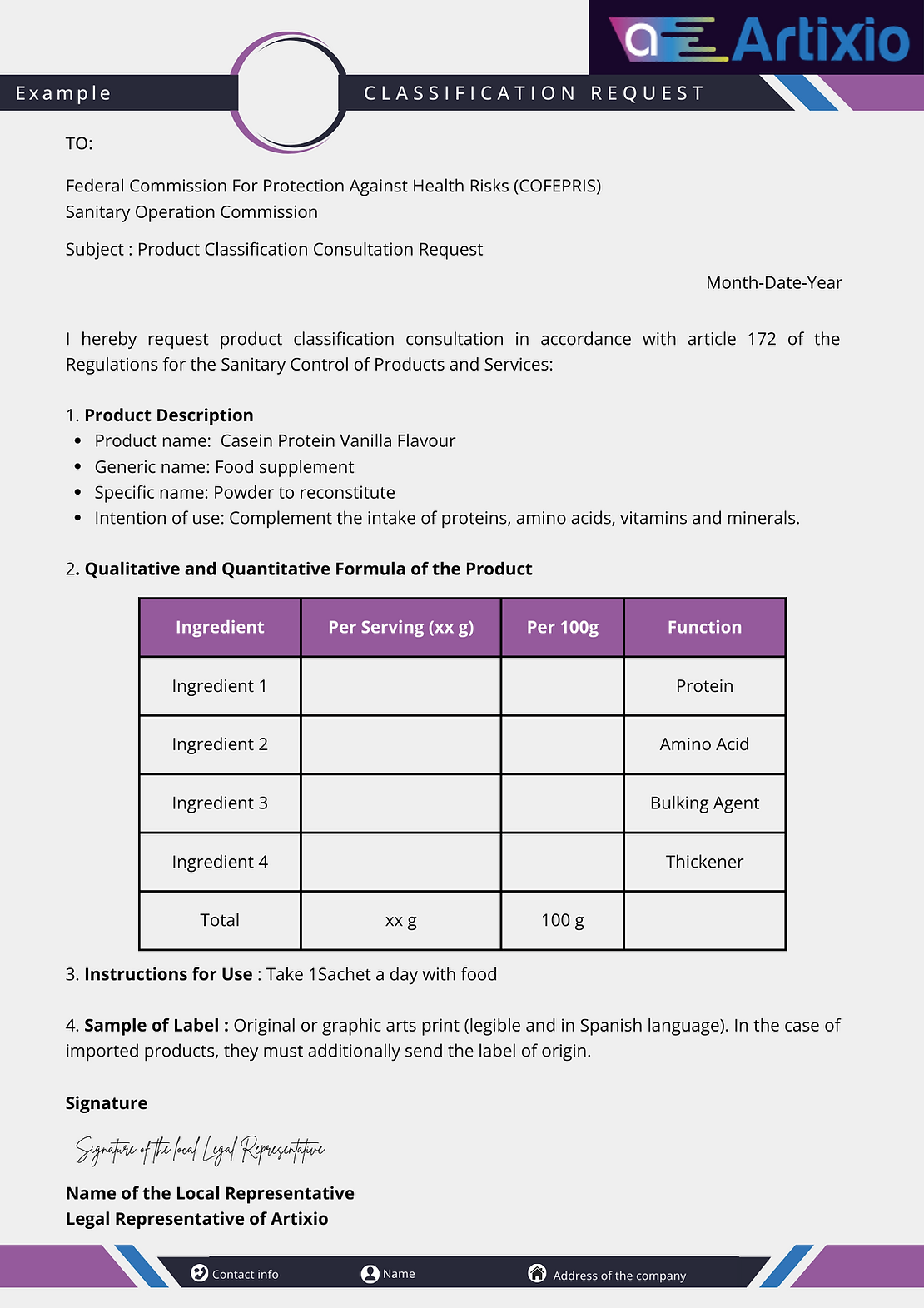 COFEPRIS Product Classification Consultation for Food Supplements in Mexico