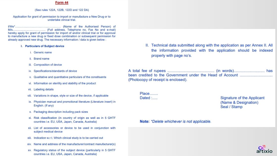 Form 44 cdsco for pharma