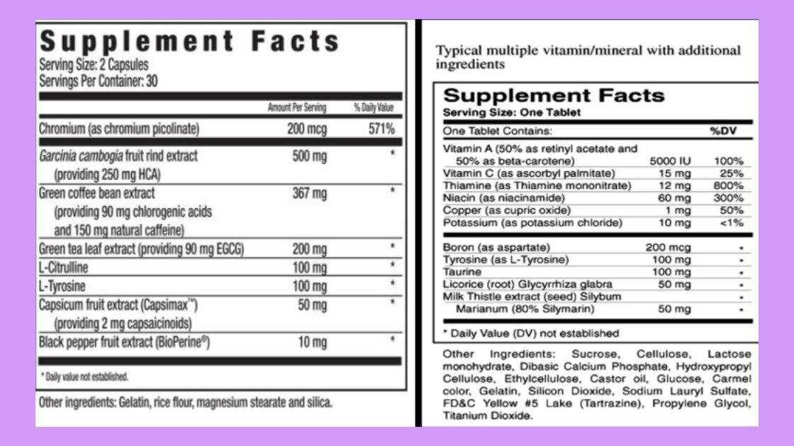supplement facts panel- health supplements UAE